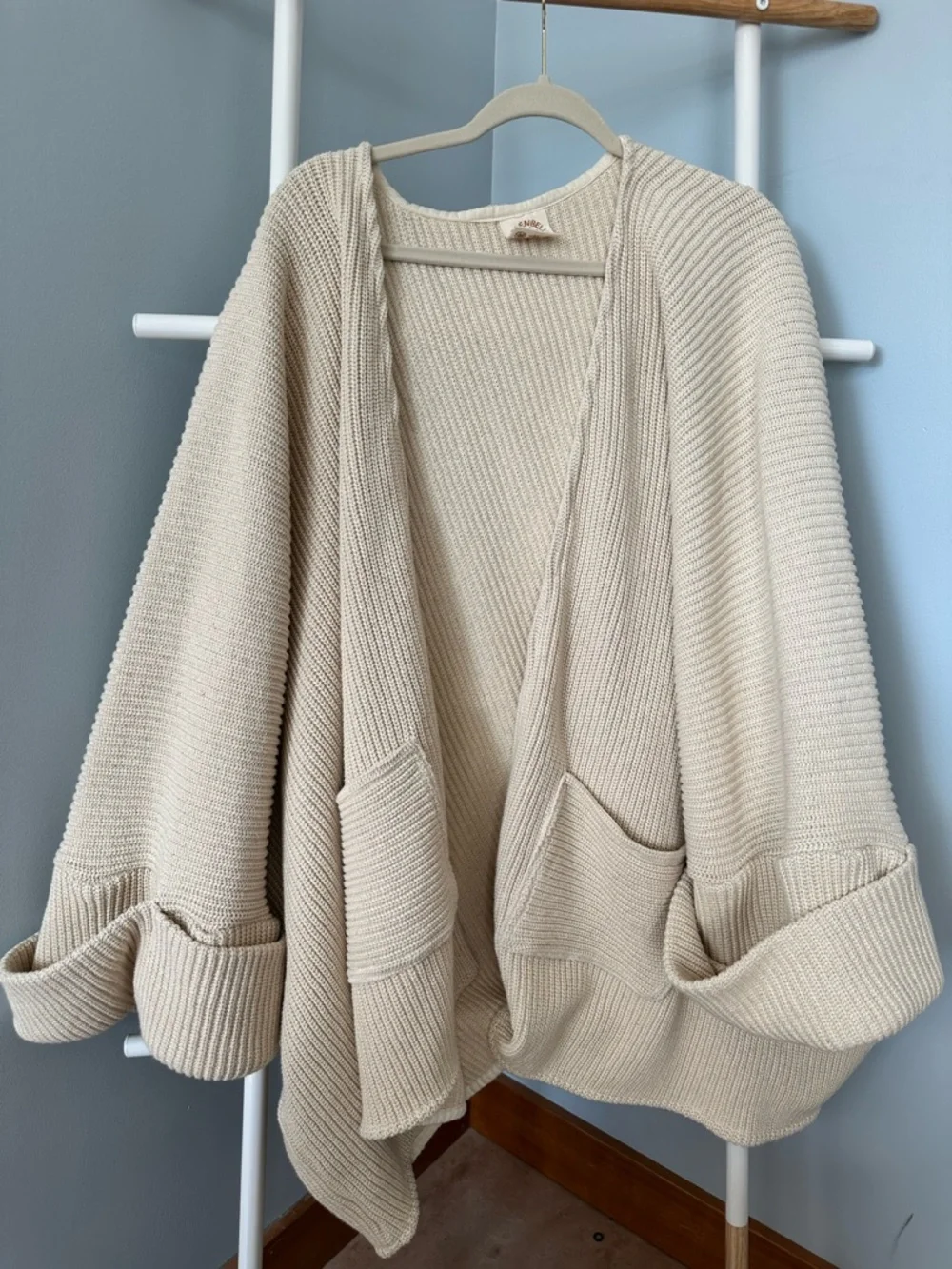 Like New Gardenbelle 100% Organic unbleached cotton oversized Cardigan USA made - Picture 16 of 16